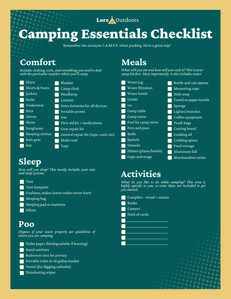 https://loreoutdoors.com/wp-content/uploads/2023/03/Lore-camping-essentials-checklist-offer-image-3.png